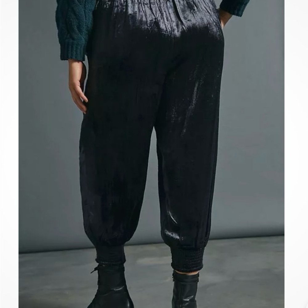 Anthropologie Velvet Jogger with embroidery Size Large - Picture 2 of 9
